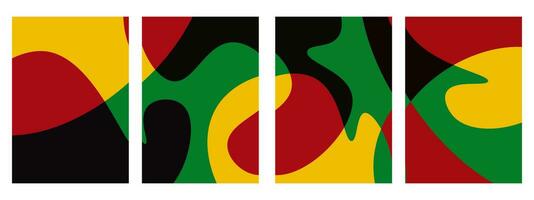 Set of juneteenth abstract background with red, yellow, green black, color. Vertical banner vector