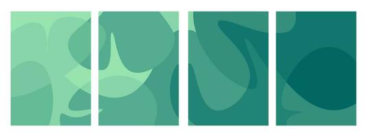 Set of green background. Abstract fluid wavy shapes, template design for banner, poster, card, cover, brochure. vector