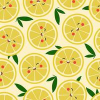 Seamless vector pattern with smiling lemons