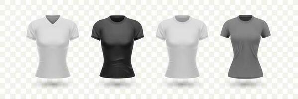 Realistic female shirt mockups set collection vector