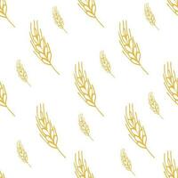 Simple texture with ears of wheat for wrapping paper, wallpaper, prints. Repeated grain shape for decoration design prints. Seamless geometric pattern vector