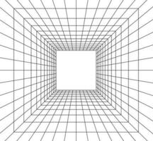Grid room in perspective in 3d style. Indoor wireframe from black laser beam,  digital empty box. Abstract geometric design vector