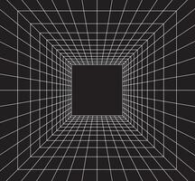 Grid room in perspective in 3d style. Indoor wireframe from white laser beam,  digital empty box. Abstract geometric design vector