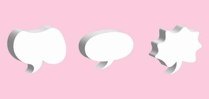 3d speech bubble, social media chat message icon. Empty text bubbles in various shapes, comment, dialogue balloon set vector