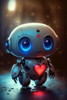 close up of a robot holding a heart. . photo