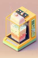 microondas con un pastel dentro de él. generativo ai. foto