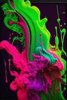 close up of a cell phone with colorful paint on it. . photo