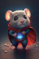 close up of a mouse wearing a superman costume. . photo