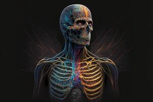 digital illustration of a human skeleton. . photo