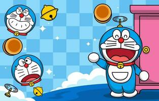 Blue Cat Robot Background vector