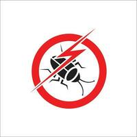 Insect cockroach in red forbidding spark circle. Anti cockroach Insect sign, pest control icon. cockroach pest control stop sign vector