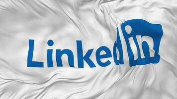 linkedin vlag naadloos looping achtergrond, lusvormige buil structuur kleding golvend langzaam beweging, 3d renderen video