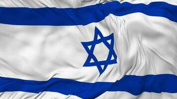 Israel bandera sin costura bucle fondo, serpenteado bache textura paño ondulación lento movimiento, 3d representación video