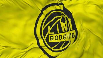 voetbalklubben bodo glinstering vlag naadloos looping achtergrond, lusvormige buil structuur kleding golvend langzaam beweging, 3d renderen video