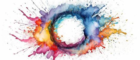 Multicolored splash watercolor template for designs on a white background. . photo