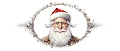 Christmas and New Year background. Pile gift box realistic 3d santa claus. . photo