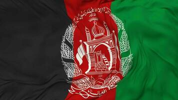 Afganistán bandera sin costura bucle fondo, serpenteado bache textura paño ondulación lento movimiento, 3d representación video