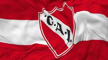 Club Atletico Independiente Flag Seamless Looping Background, Looped Bump Texture Cloth Waving Slow Motion, 3D Rendering video