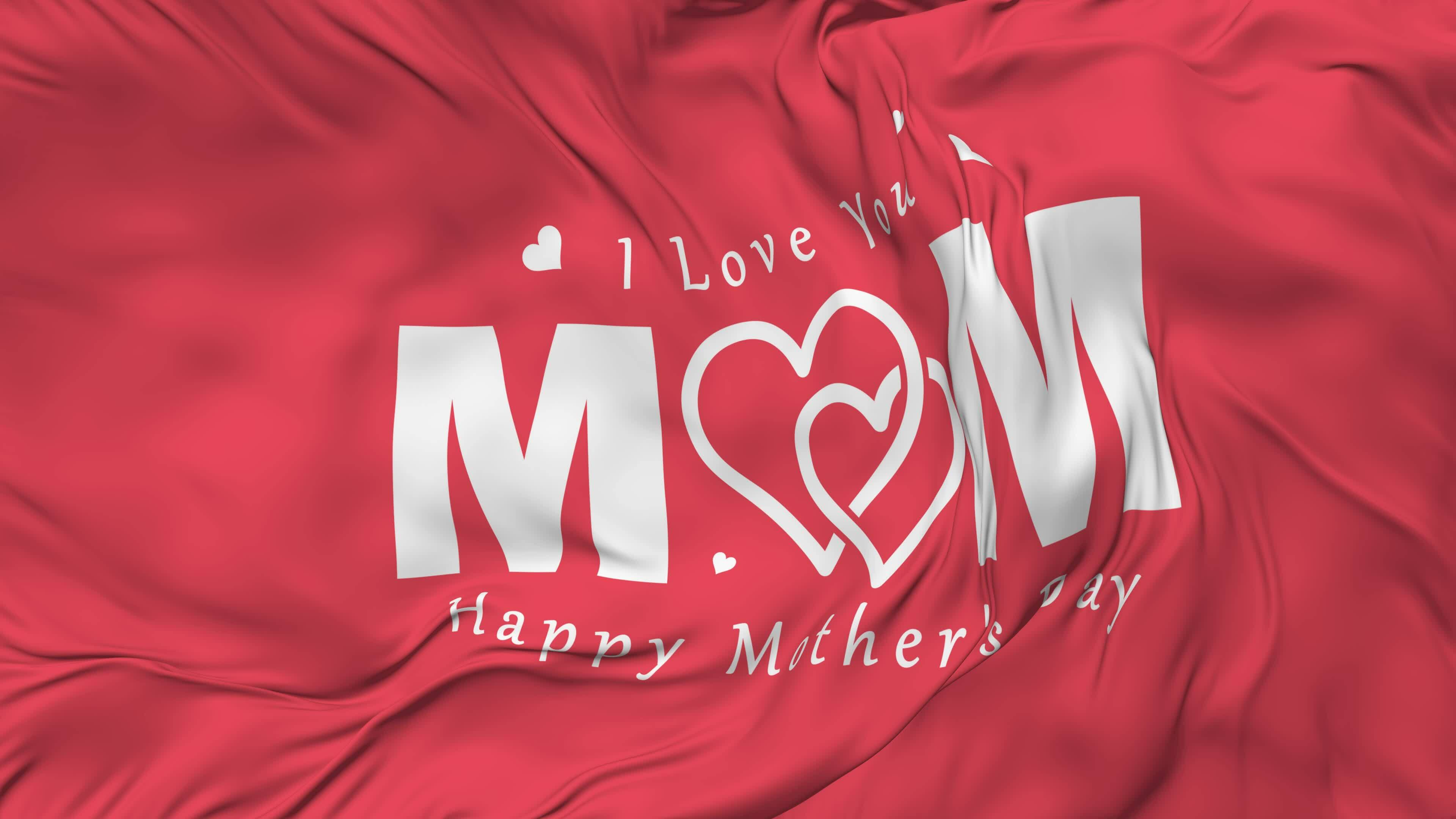 Happy Mothers Day Flag Seamless Looping Background, Looped Bump Texture