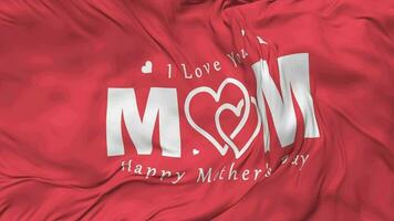 Happy Mothers Day Flag Seamless Looping Background, Looped Bump Texture Cloth Waving Slow Motion, 3D Rendering video