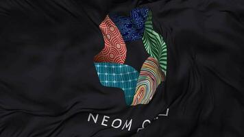 NEOM Flag Seamless Looping Background, Looped Bump Texture Cloth Waving Slow Motion, 3D Rendering video