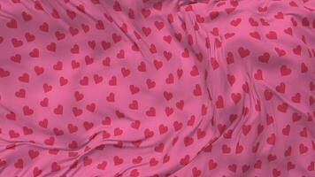 Heart Love Pattern Flag Seamless Looping Background, Looped Bump Texture Cloth Waving Slow Motion, 3D Rendering video