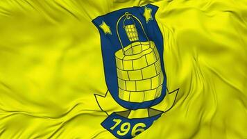 Brondby IF Flag Seamless Looping Background, Looped Bump Texture Cloth Waving Slow Motion, 3D Rendering video