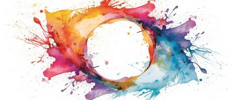 Multicolored splash watercolor template for designs on a white background. . photo