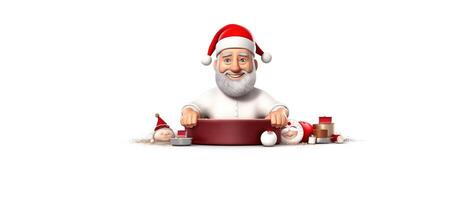 Christmas and New Year background. Pile gift box realistic 3d santa claus. . photo