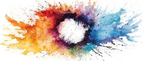 Multicolored splash watercolor template for designs on a white background. . photo