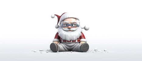 Christmas and New Year background. Pile gift box realistic 3d santa claus. . photo