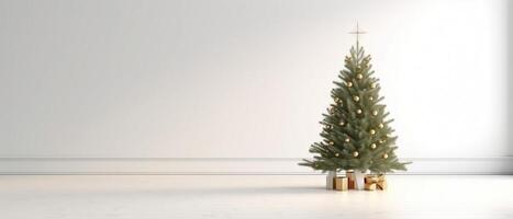 Navidad y nuevo año antecedentes. pila regalo caja realista 3d Navidad árbol. ai generado. foto