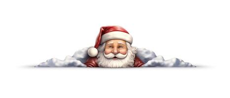 Christmas and New Year background. Pile gift box realistic 3d santa claus. . photo