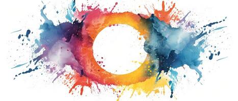 Multicolored splash watercolor template for designs on a white background. . photo