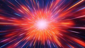 High-energy particles explosion. Star explosion with particles. Star warp and Wormhole. . photo