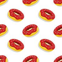 Donut seamless pattern background flat vector of fast food. Suitable for junk food design backgrounds, website, banner. Fat meal food template for restaurant menu.