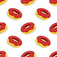 Donut seamless pattern background flat vector of fast food. Suitable for junk food design backgrounds, website, banner. Fat meal food template for restaurant menu.