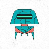 Cartoon cute robot vector icon illustration in green color. Future science technology concept. Premium vector isolated in flat cartoon style. Suitable for icons, stickers, games and graphic elements.