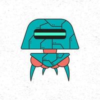 dibujos animados linda robot vector icono ilustración en verde color. futuro Ciencias tecnología concepto. prima vector aislado en plano dibujos animados estilo. adecuado para iconos, pegatinas, juegos y gráfico elementos.