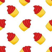 Cupcakes seamless pattern background flat vector of fast food. Suitable for junk food design backgrounds, website, banner. Fat meal food template for restaurant menu.