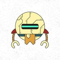Cartoon cute robot vector icon illustration in yellow color. Future science technology concept. Premium vector isolated in flat cartoon style. Suitable for icons, stickers, games and graphic elements.