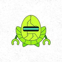 Cartoon cute robot vector icon illustration in green color. Future science technology concept. Premium vector isolated in flat cartoon style. Suitable for icons, stickers, games and graphic elements.