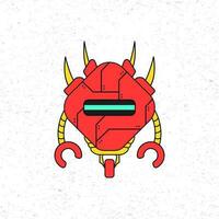 Cartoon cute robot vector icon illustration in red color. Future science technology concept. Premium vector isolated in flat cartoon style. Suitable for icons, stickers, games and graphic elements.