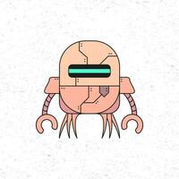 Cartoon cute robot vector icon illustration in pink color. Future science technology concept. Premium vector isolated in flat cartoon style. Suitable for icons, stickers, games and graphic elements.
