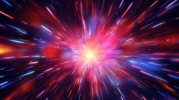 High-energy particles explosion. Star explosion with particles. Star warp and Wormhole. . photo