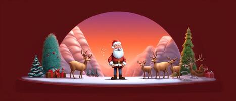 Navidad y nuevo año antecedentes. pila regalo caja realista 3d Papa Noel noel ai generado. foto