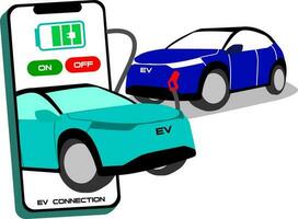 coche ev móvil conectando compartir tecnología vector