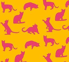 Pattern background cat pink yellow abstract icon kitten vector