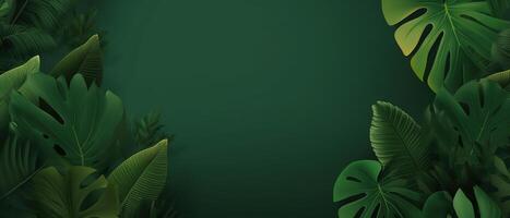 Abstract green background with tropical leaves with copy space. . photo