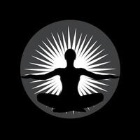 Logo of Yoga. Lotus flower logo with human silhouette. . photo